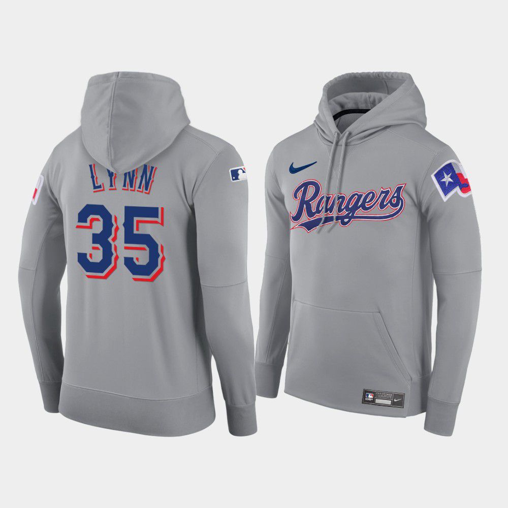 Cheap Men Texas Rangers 35 Lynn gray road hoodie 2021 MLB Nike Jerseys